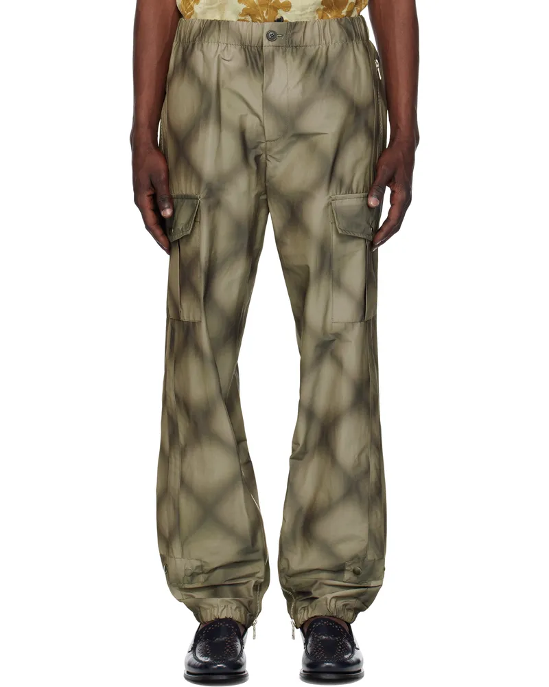 Dries van Noten Gray Check Cargo Pants Anthracite