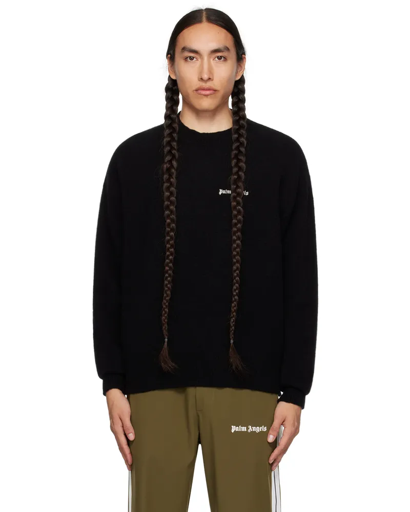 Palm Angels Black Embroidered Sweater Black