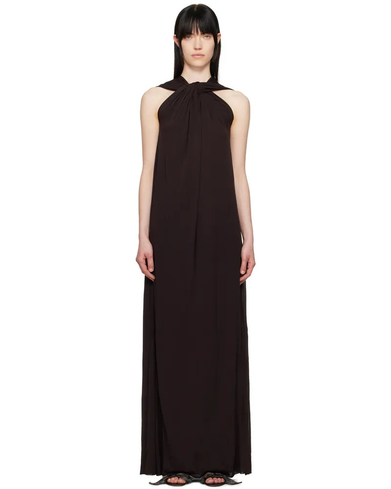 Jil Sander Brown Draped Maxi Dress 201