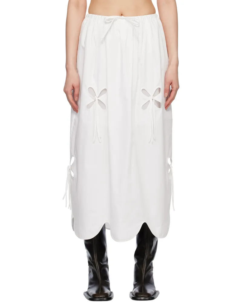 J.KIM White Petal Sun Maxi Skirt White