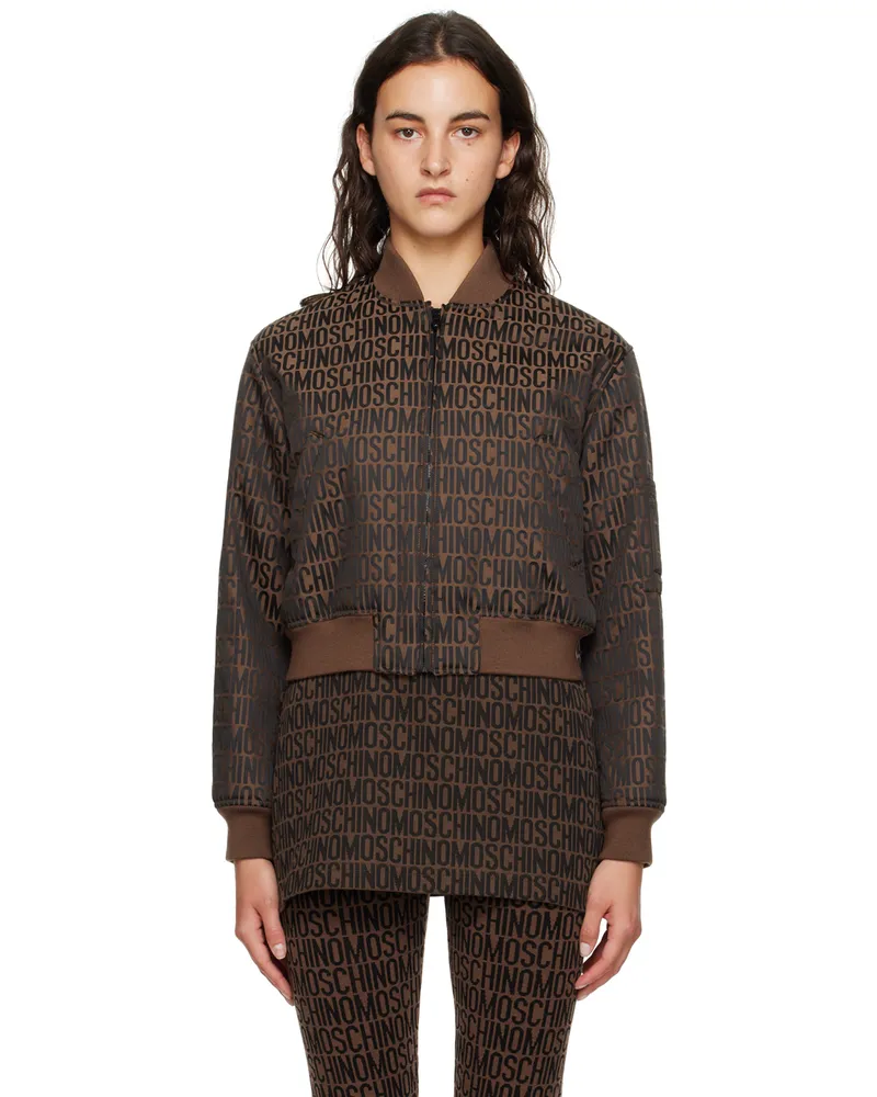 Moschino Brown Zip Bomber Jacket A1103