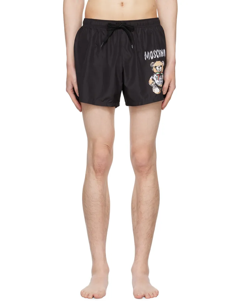 Moschino Black Printed Swim Shorts A1555