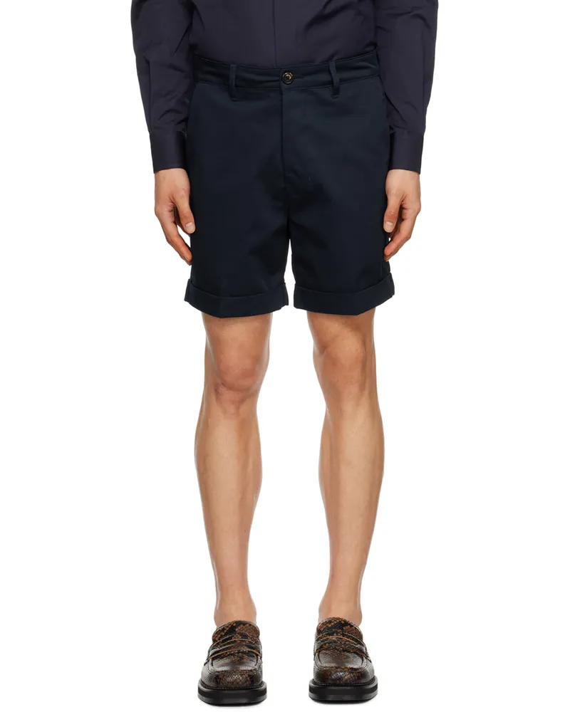 AMI Paris Navy Rolled Shorts Nautic