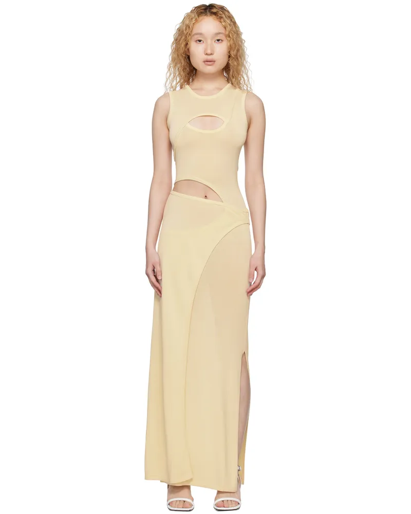 Aya Muse Off-White Marmo Maxi Dress Buttercream