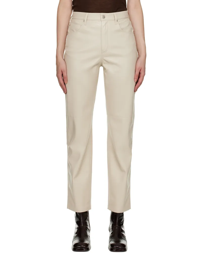 Nanushka Beige Vinni Vegan Leather Trousers Creme