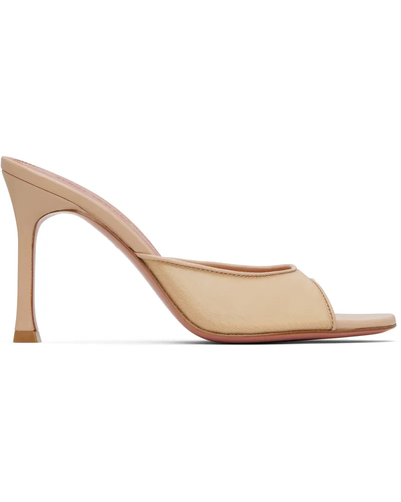 Amina Muaddi SSENSE Exclusive Beige Alexa Mesh 95 Heeled Sandals Beige