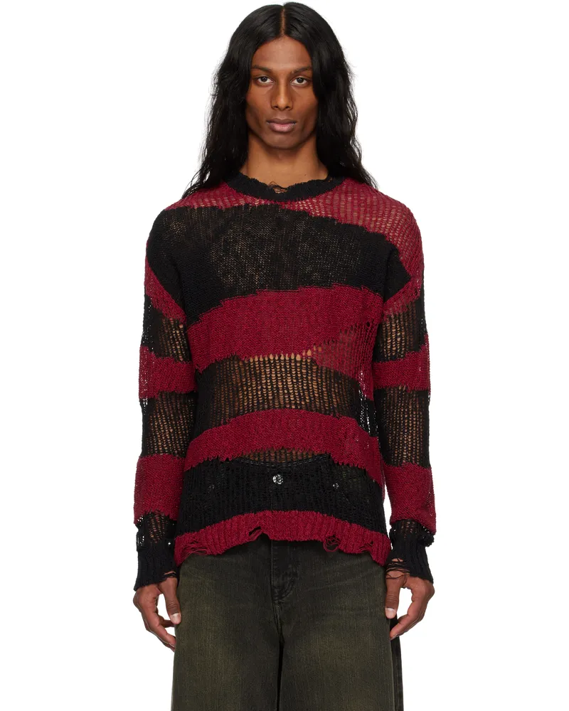 Andersson Bell Black & Red Stripe Crew-Neck Sweater Black