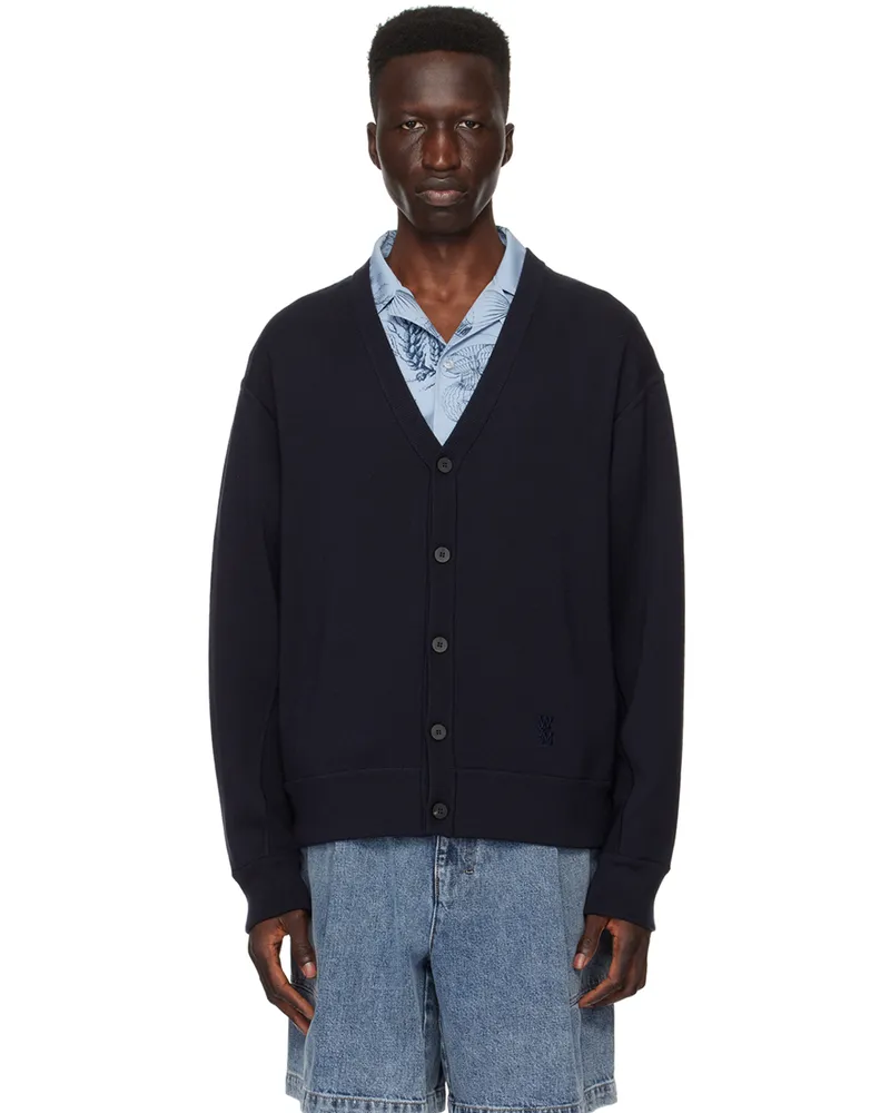 Wooyoungmi Navy Y-Neck Cardigan 505n