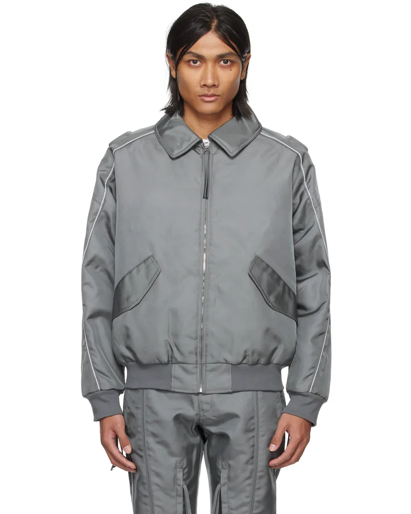 Kanghyuk Gray Lock Stitched Bomber Jacket Light