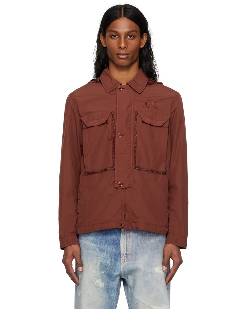 C.P. Company Brown Flatt Nylon Goggle Overshirt Jacket 598