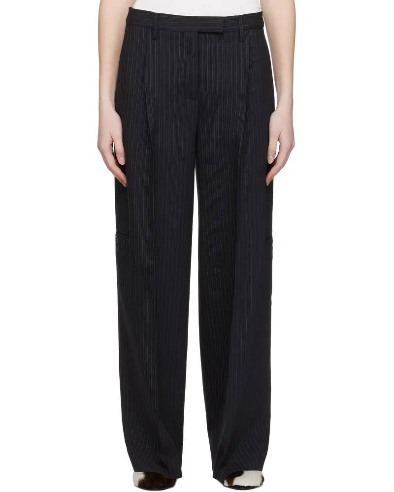 Acne Studios Black Tailored Pinstripe Trousers 900