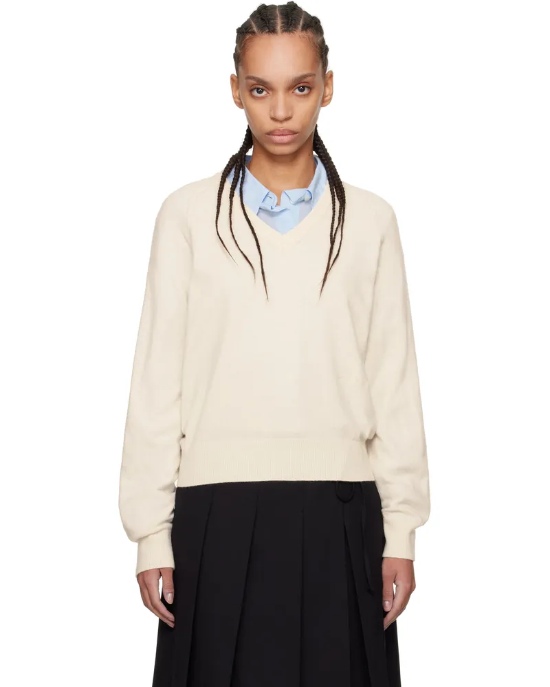 Dunst Off-White Soft V-Neck Sweater Ivory