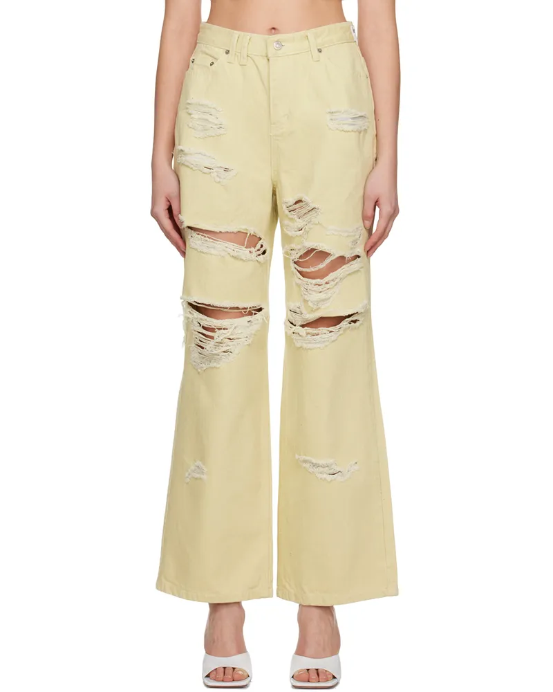 lesugiatelier Yellow Distressed Jeans Yellow