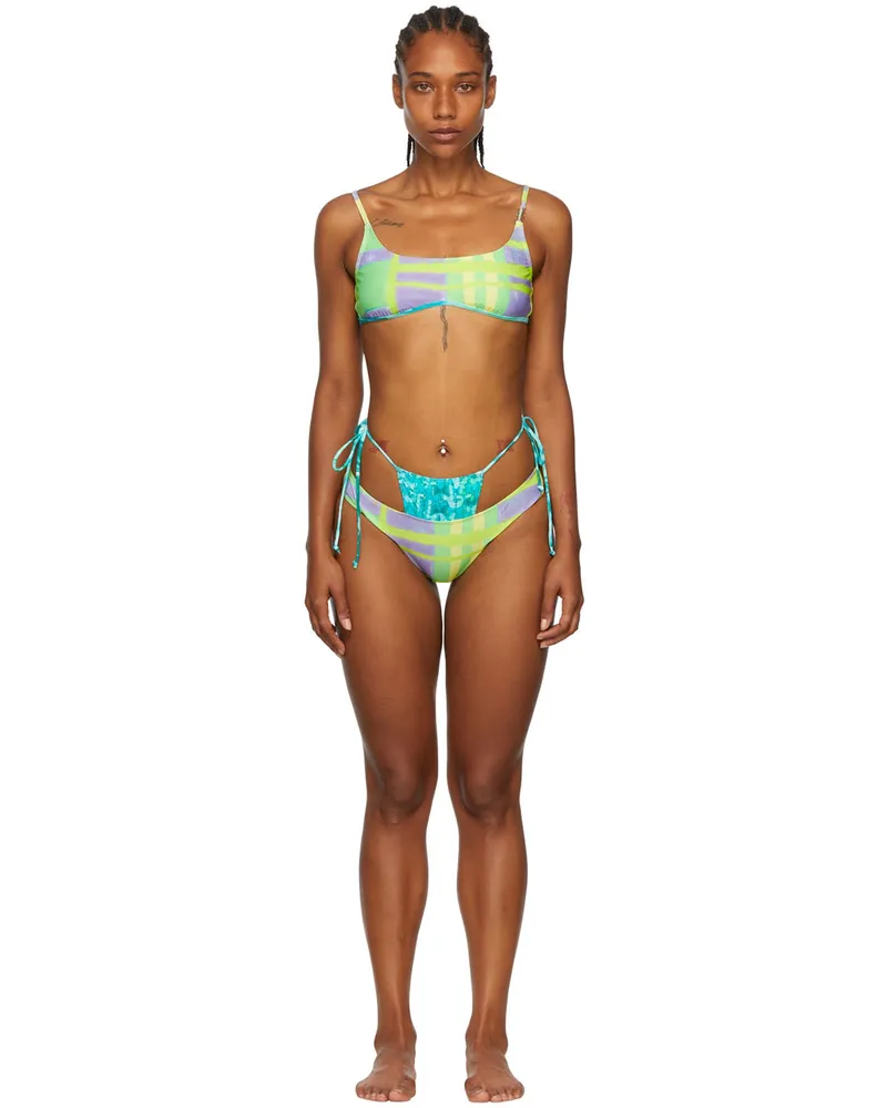 Collina Strada SSENSE Exclusive Green Recycled Nylon Bikini Lime