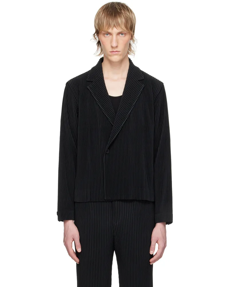 Issey Miyake Black Tailored Pleats 2 Blazer 15-black