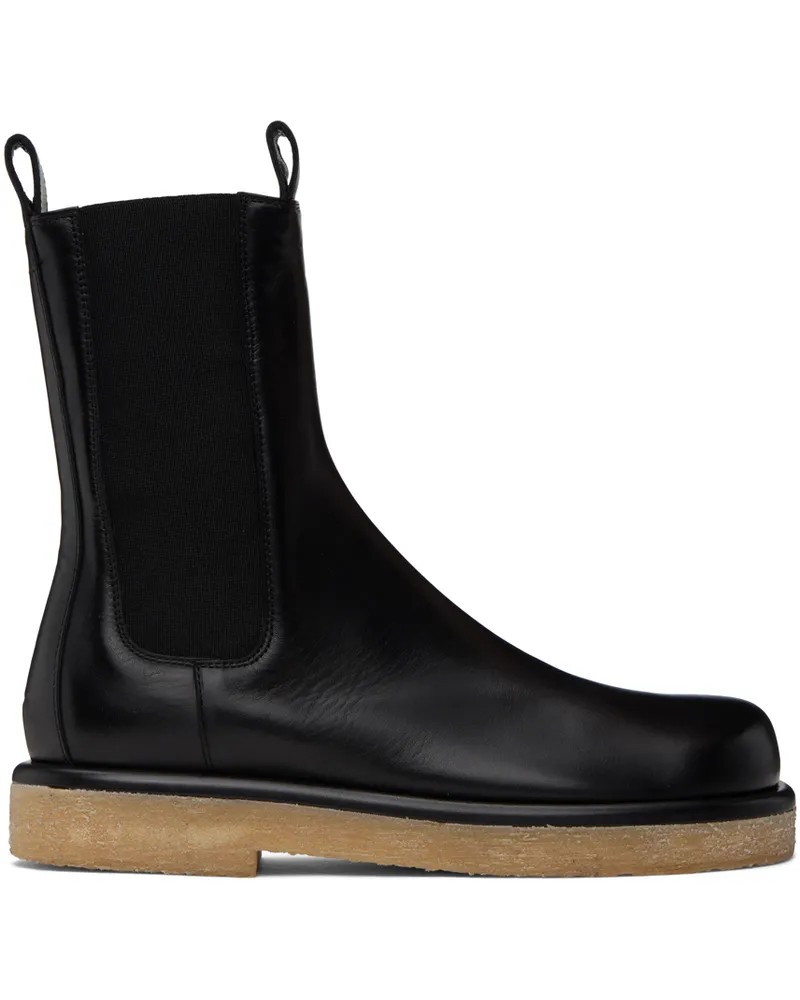 Teurn Studios SSENSE Exclusive Black Crepe Sole Chelsea Boots Black