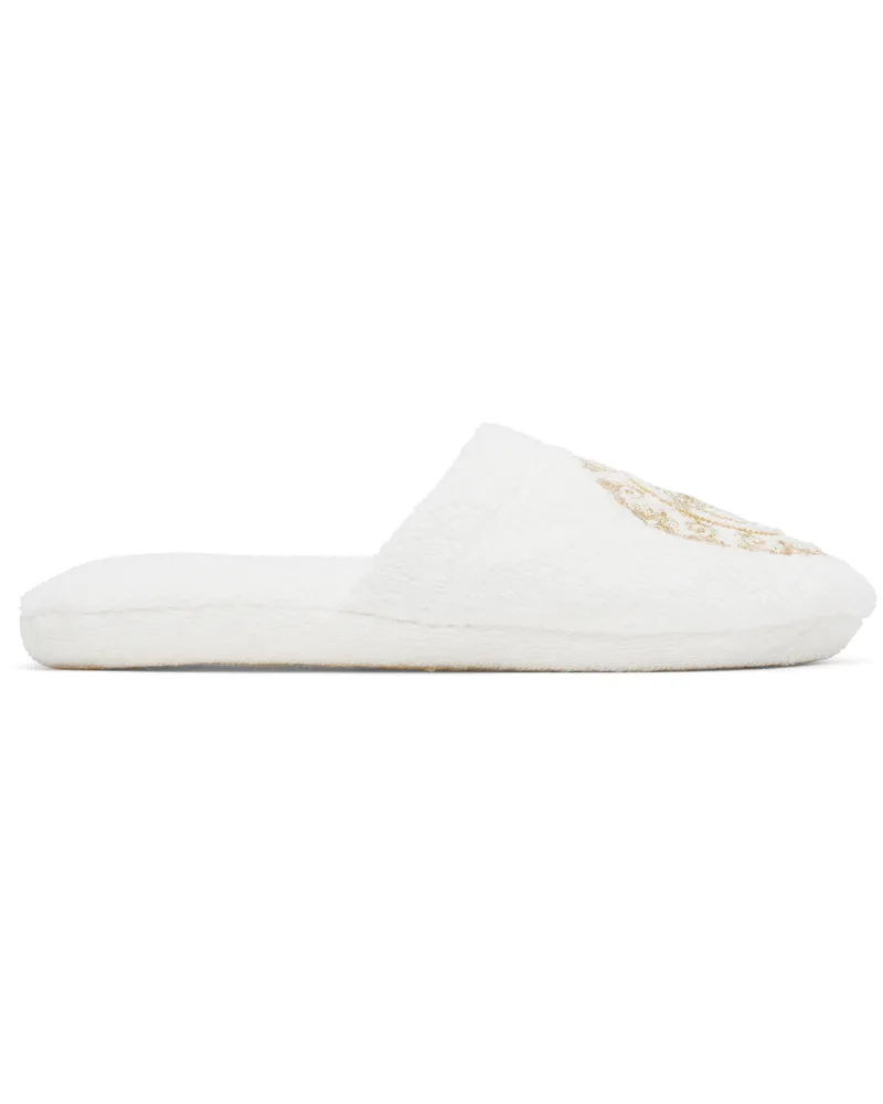 Versace White & Gold Medusa Gala Slippers Z7010-white