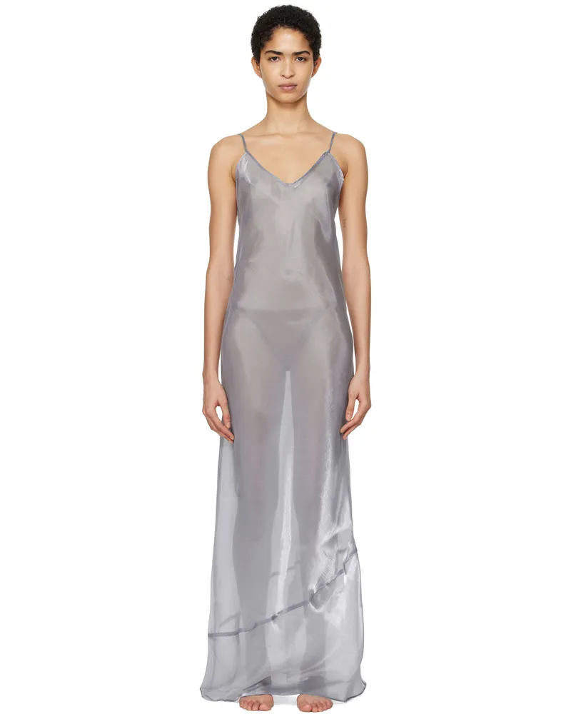 SKIMS Silver Liquid Organza Cami Long Maxi Dress Mirror