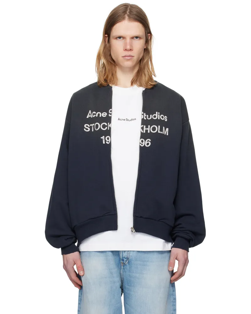 Acne Studios Black Logo Zip Sweater 900
