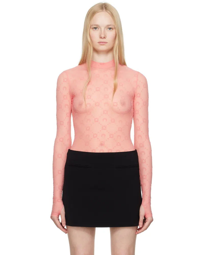 Marine Serre SSENSE Exclusive Pink Moonogram Flock Second Skin T-shirt Pk20
