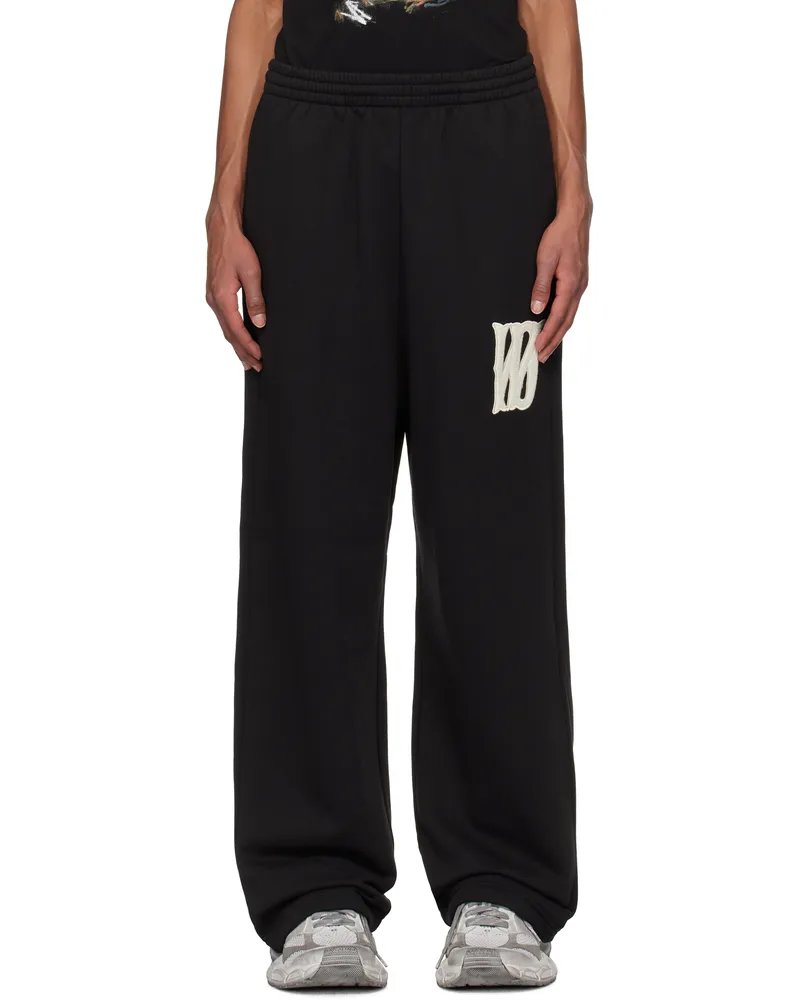WE 11 DONE Black Bouclé Letter Logo Sweatpants Black