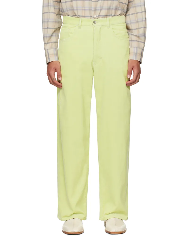 AURALEE Green Finx Corduroy Trousers Lime