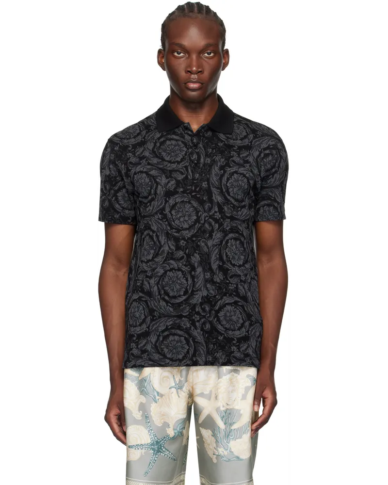 Versace Black Barocco Polo 1e510-medium