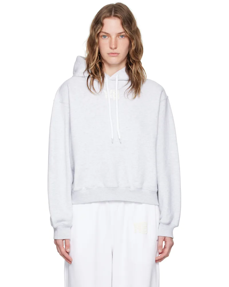 Alexander Wang Gray Bonded Puff Logo Hoodie Lt