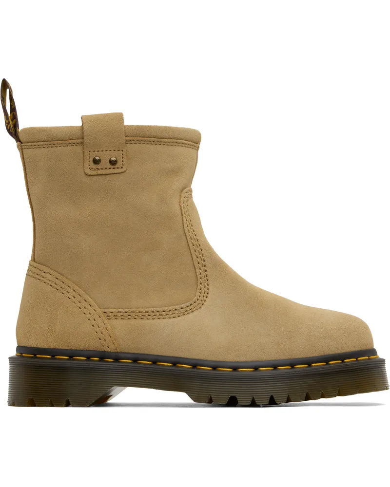 Dr.Martens Tan Anistone Lo Suede Biker Boots Sand