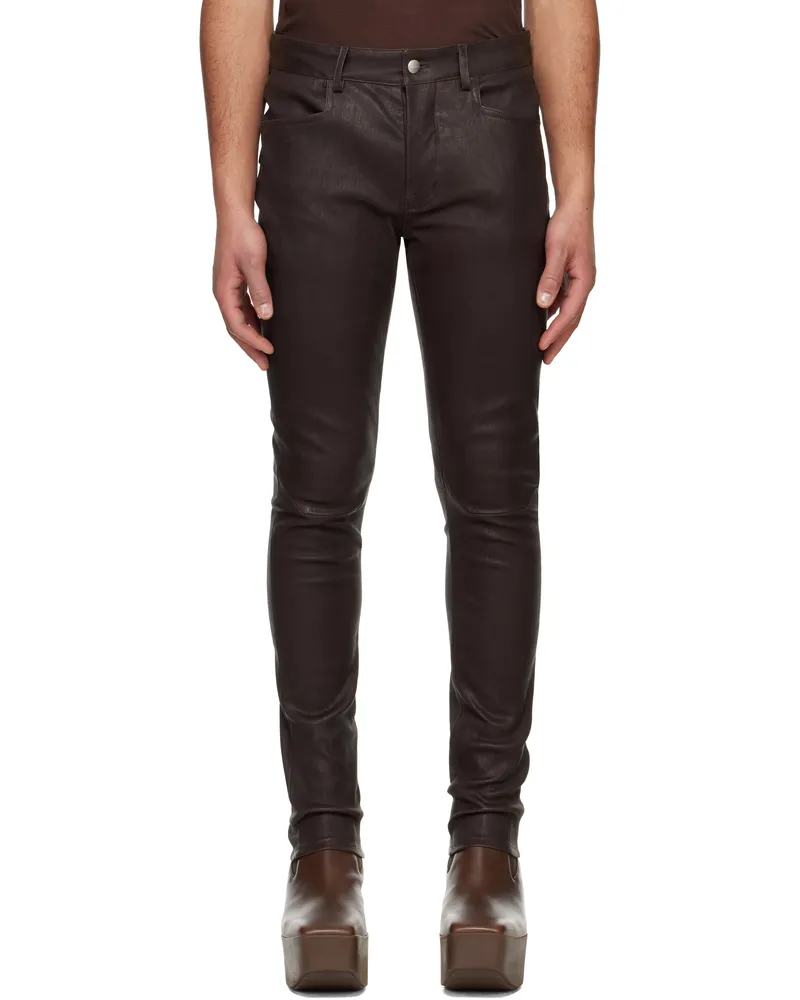 Rick Owens Brown Hollywood Tyrone Leather Pants 14
