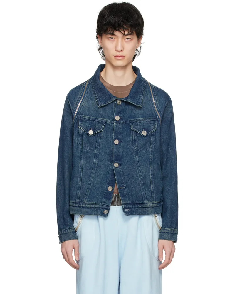 Charlie Constantinou Indigo Convertible Denim Jacket Washed