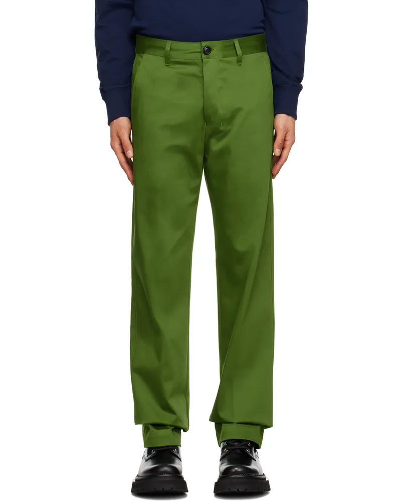 AMI Paris Green Straight-Fit Trousers Evergreen