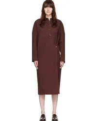 Christophe Lemaire Burgundy Twisted Midi Dress Cocoa