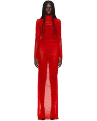 Jean Paul Gaultier Red 'The Striped Flocked' Maxi Dress 3030-red