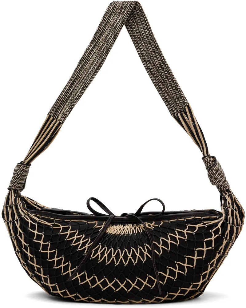 Christophe Lemaire Black & Beige Croissant Filt Bag Mu424