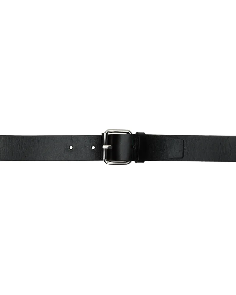 032c Black Double Buckle Leather Belt Black