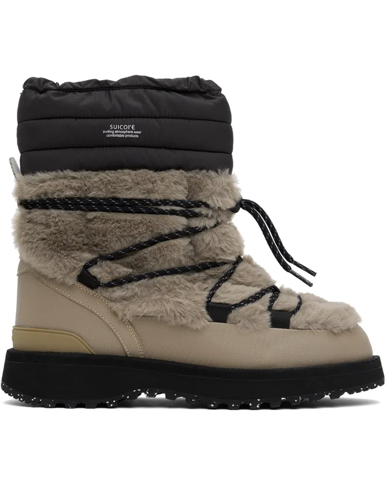 SUICOKE Taupe & Black BOWER-TRab-HI-FUR Boots Taupe