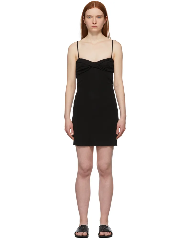 OFF-WHITE Black Fluid Twisted Mini Dress 000