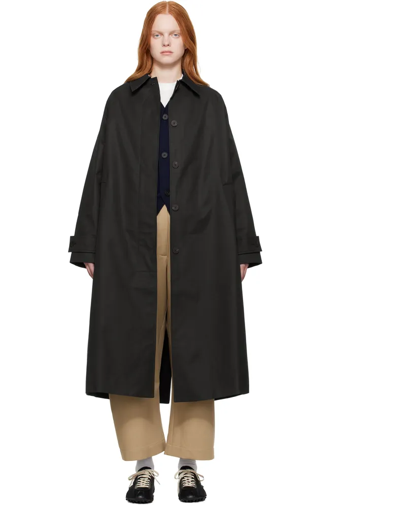 Studio Nicholson Navy Holin Technical Cotton Trench Coat Dark