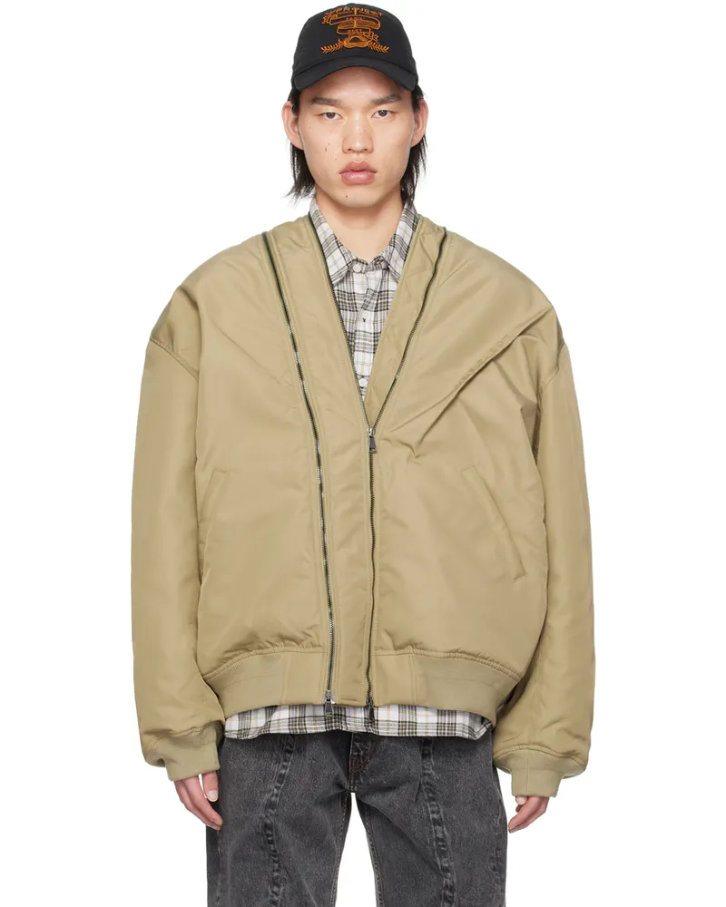 Y/PROJECT Beige Double Zip Bomber Jacket Dark