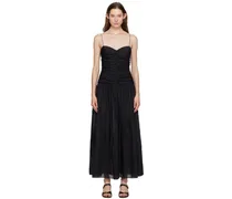 Black Gathered Midi Dress