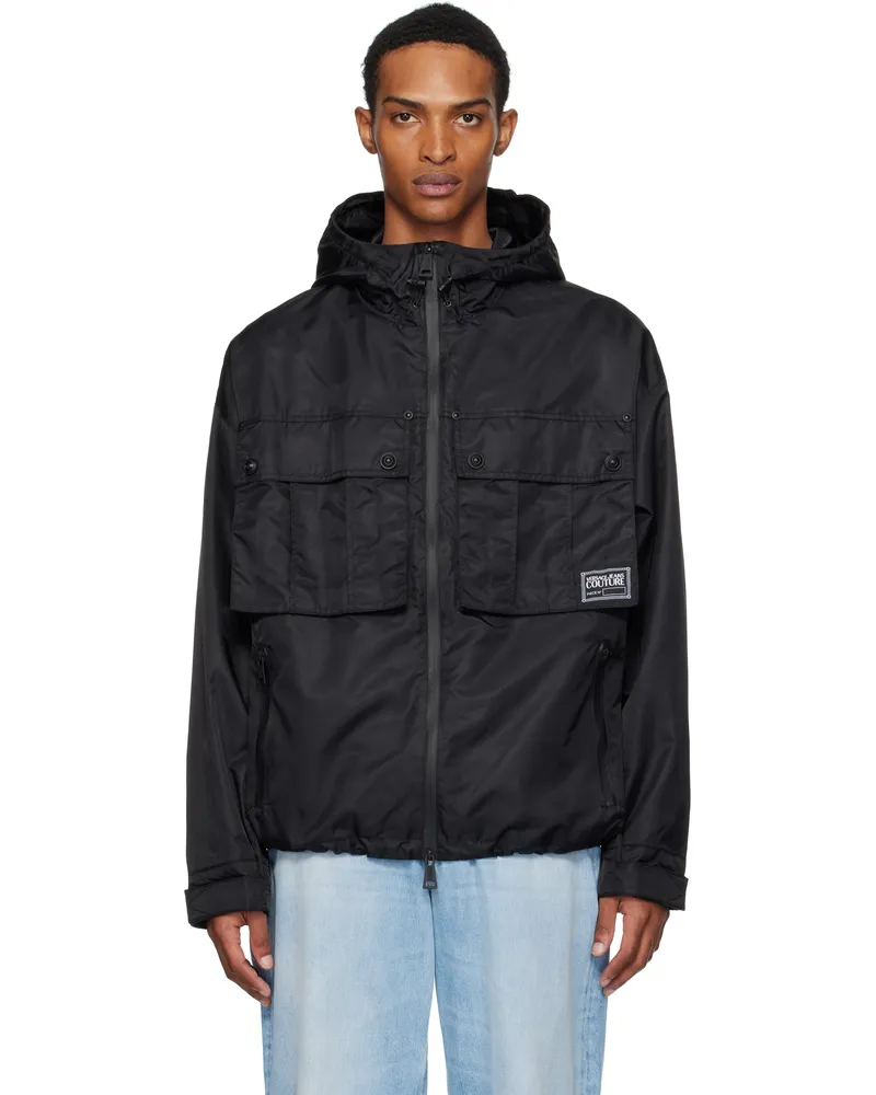 Versace Jeans Black Piece Number Logo Blouson Jacket E899-black