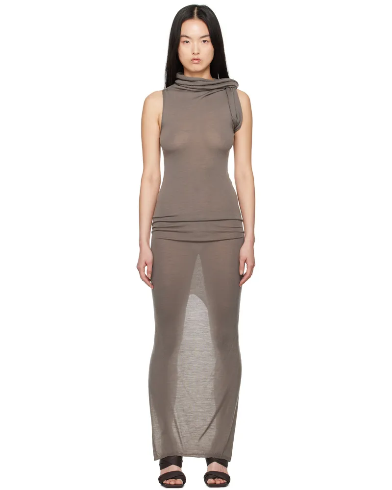 Rick Owens Gray Hollywood Banded T Maxi Dress 34