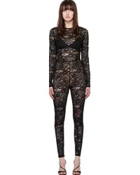 Fleur Du Mal Black Floral Catsuit Black