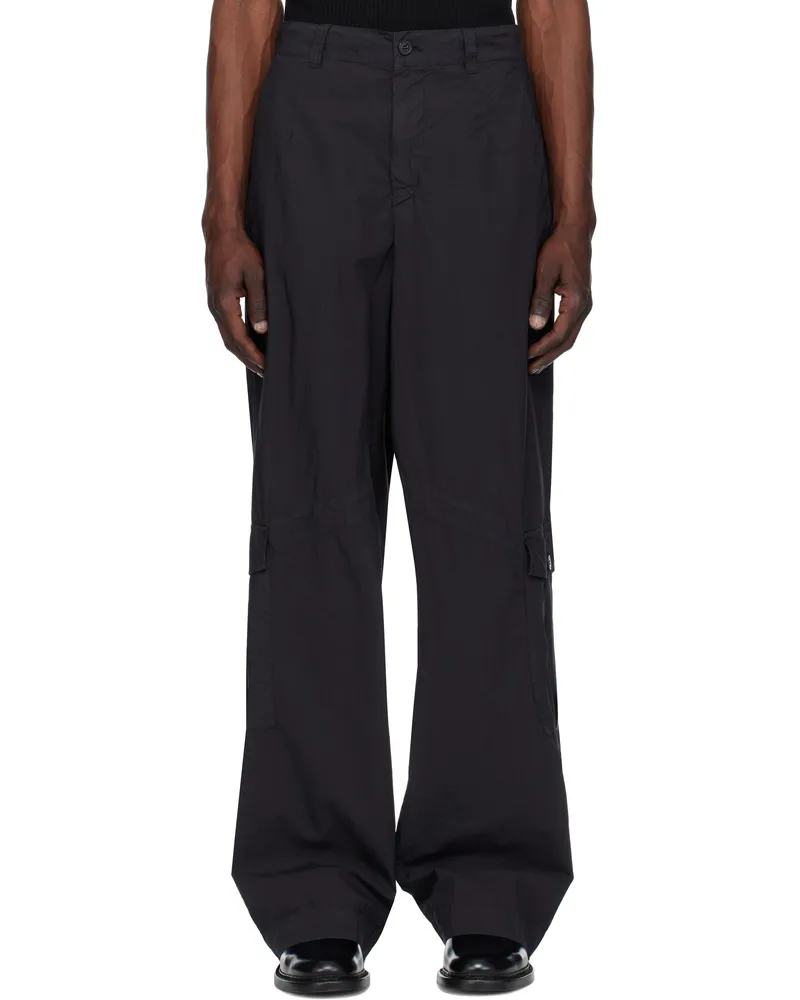 Dries van Noten Navy Loose Overdyed Cargo Pants Navy