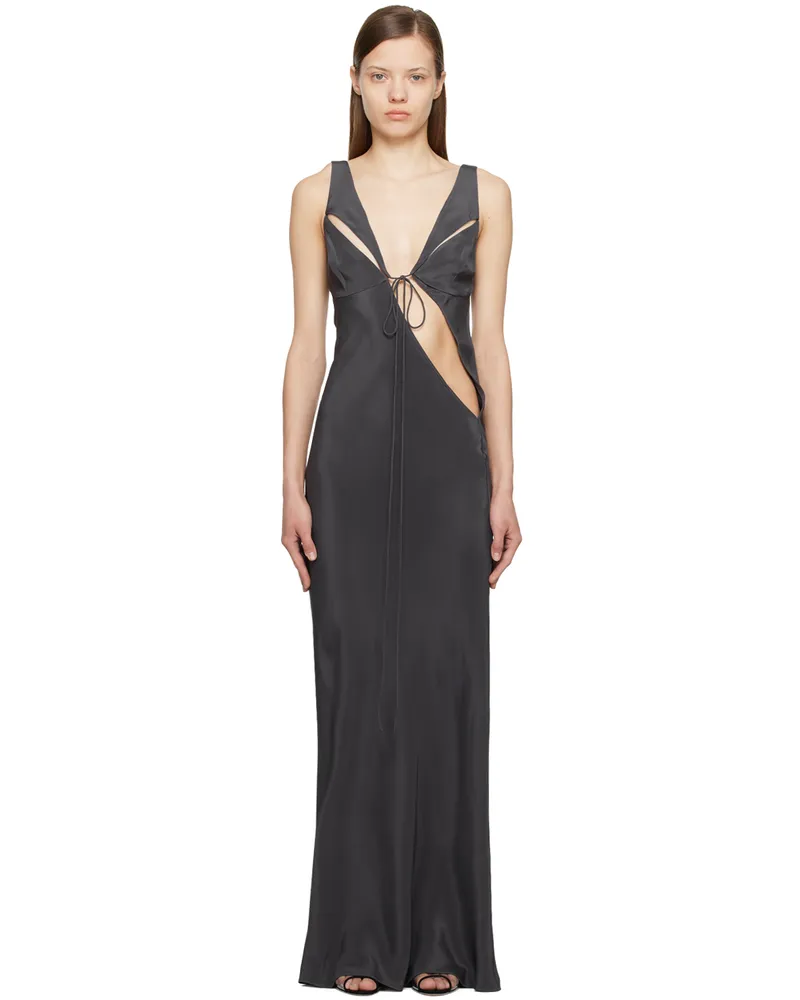 Christopher Esber Gray Triquetra Contoured Maxi Dress Charcoal