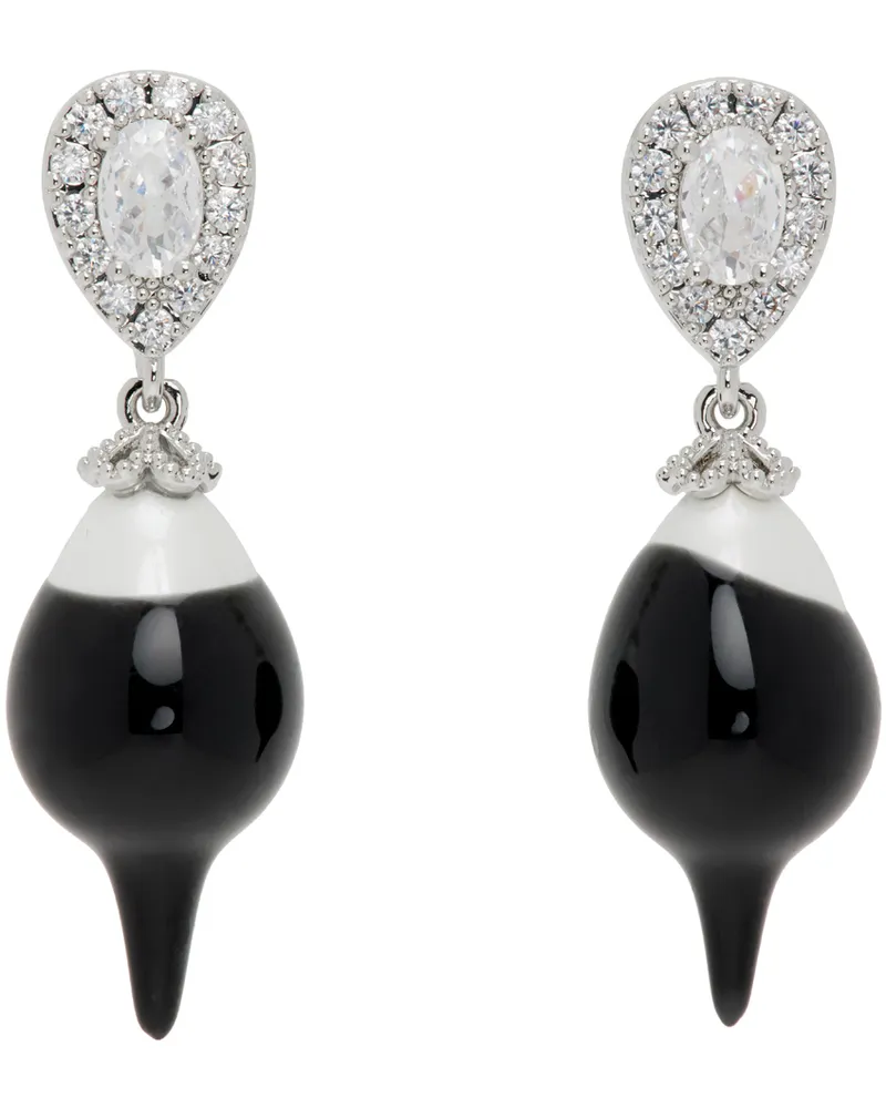 OTTOLINGER SSENSE Exclusive Silver & Black Pearl Drop Earrings Black