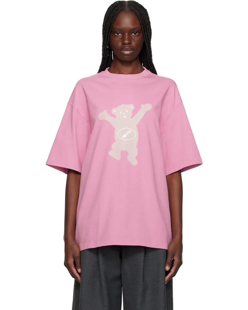 WE 11 DONE Pink Teddy Logo T-shirt Pink