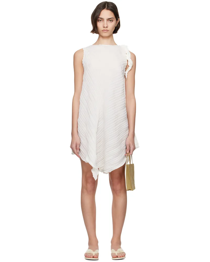 Issey Miyake White Wrinkled & Twisted Minidress 05