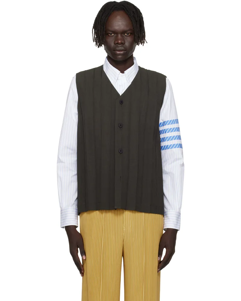 Issey Miyake Brown Edge Ensemble Vest 47-dark